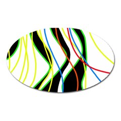 Colorful Lines - Abstract Art Oval Magnet by Valentinaart
