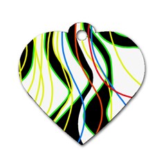 Colorful Lines - Abstract Art Dog Tag Heart (one Side) by Valentinaart