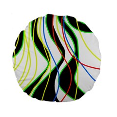 Colorful Lines - Abstract Art Standard 15  Premium Flano Round Cushions by Valentinaart