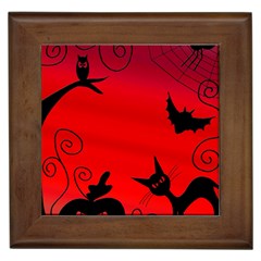 Halloween Landscape Framed Tiles by Valentinaart