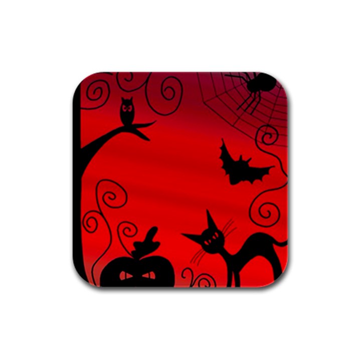 Halloween landscape Rubber Square Coaster (4 pack) 