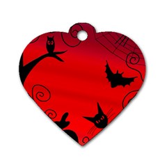 Halloween landscape Dog Tag Heart (Two Sides)