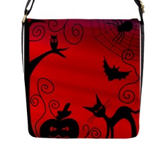 Halloween Landscape Flap Messenger Bag (l)  by Valentinaart