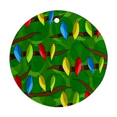 Parrots Flock Round Ornament (two Sides)  by Valentinaart