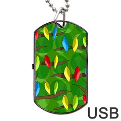 Parrots Flock Dog Tag Usb Flash (two Sides)  by Valentinaart