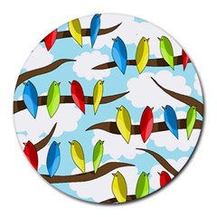 Parrots Flock Round Mousepads by Valentinaart
