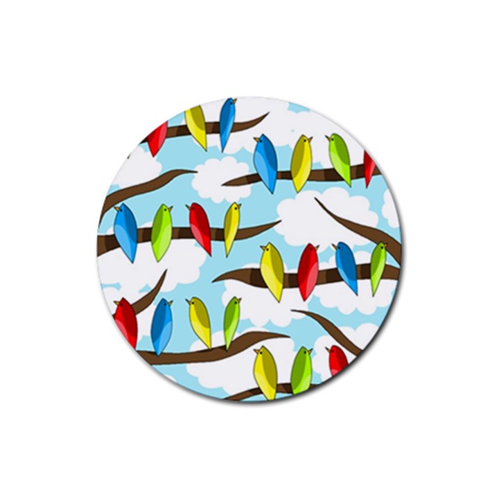 Parrots flock Rubber Round Coaster (4 pack) 