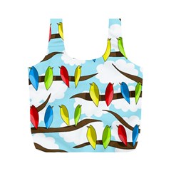 Parrots Flock Full Print Recycle Bags (m)  by Valentinaart