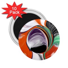 Abstract Orb In Orange, Purple, Green, And Black 2 25  Magnets (10 Pack) 