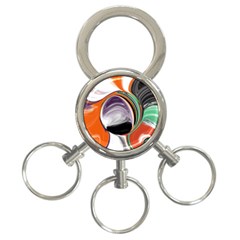 Abstract Orb In Orange, Purple, Green, And Black 3-ring Key Chains