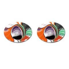 Abstract Orb In Orange, Purple, Green, And Black Cufflinks (oval)