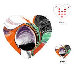 Abstract Orb In Orange, Purple, Green, And Black Playing Cards (heart)  by digitaldivadesigns