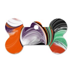 Abstract Orb In Orange, Purple, Green, And Black Dog Tag Bone (two Sides)