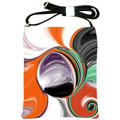 Abstract Orb In Orange, Purple, Green, And Black Shoulder Sling Bags