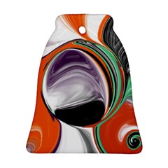 Abstract Orb In Orange, Purple, Green, And Black Ornament (bell)  by digitaldivadesigns