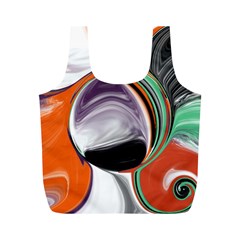 Abstract Orb In Orange, Purple, Green, And Black Full Print Recycle Bags (m) 