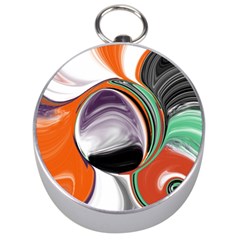 Abstract Orb In Orange, Purple, Green, And Black Silver Compasses