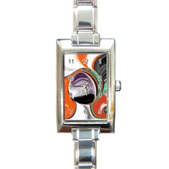 Abstract Orb In Orange, Purple, Green, And Black Rectangle Italian Charm Watch