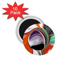 Abstract Orb In Orange, Purple, Green, And Black 1 75  Magnets (10 Pack) 