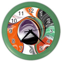 Abstract Orb In Orange, Purple, Green, And Black Color Wall Clocks