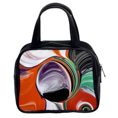 Abstract Orb In Orange, Purple, Green, And Black Classic Handbags (2 Sides)