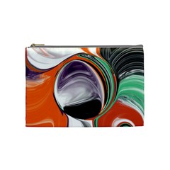 Abstract Orb In Orange, Purple, Green, And Black Cosmetic Bag (medium) 