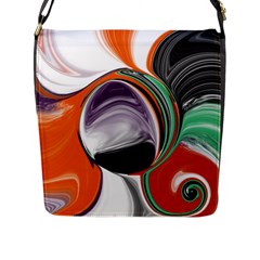 Abstract Orb In Orange, Purple, Green, And Black Flap Messenger Bag (l)  by digitaldivadesigns