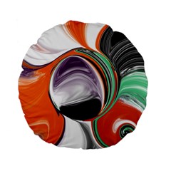 Abstract Orb In Orange, Purple, Green, And Black Standard 15  Premium Flano Round Cushions