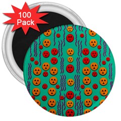Pumkins Dancing In The Season Pop Art 3  Magnets (100 Pack) by pepitasart