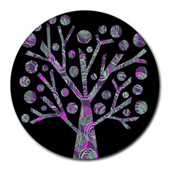 Purple Magical Tree Round Mousepads by Valentinaart