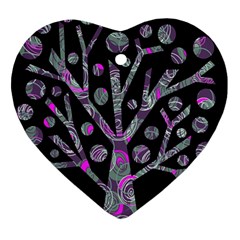 Purple Magical Tree Heart Ornament (2 Sides) by Valentinaart