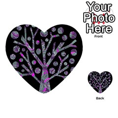Purple Magical Tree Multi-purpose Cards (heart)  by Valentinaart