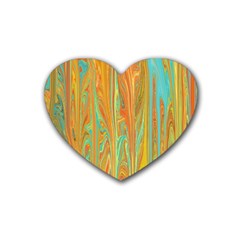 Beautiful Abstract In Orange, Aqua, Gold Heart Coaster (4 Pack)  by digitaldivadesigns