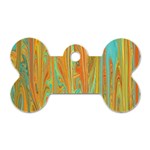 Beautiful Abstract in Orange, Aqua, Gold Dog Tag Bone (Two Sides) Front