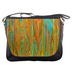 Beautiful Abstract In Orange, Aqua, Gold Messenger Bags by digitaldivadesigns