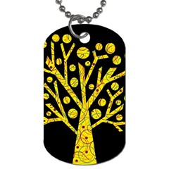 Yellow Magical Tree Dog Tag (one Side) by Valentinaart