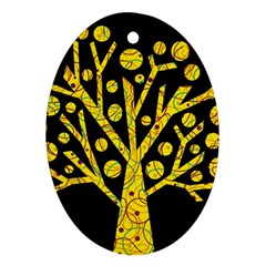 Yellow Magical Tree Oval Ornament (two Sides)