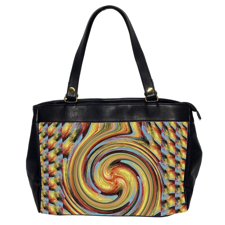 Gold Blue and Red Swirl Pattern Office Handbags (2 Sides) 