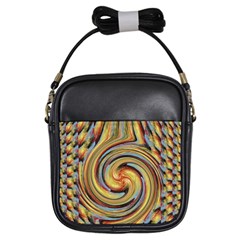 Gold Blue And Red Swirl Pattern Girls Sling Bags by digitaldivadesigns