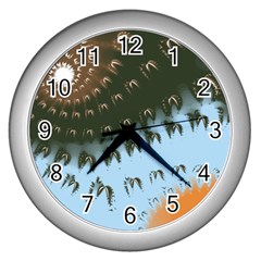 Sun-ray Swirl Pattern Wall Clocks (silver)  by digitaldivadesigns