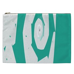 Aqua Blue And White Swirl Design Cosmetic Bag (xxl)  by digitaldivadesigns
