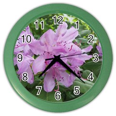 Purple Rhododendron Flower Color Wall Clocks by picsaspassion