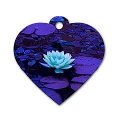 Lotus Flower Magical Colors Purple Blue Turquoise Dog Tag Heart (two Sides) by yoursparklingshop