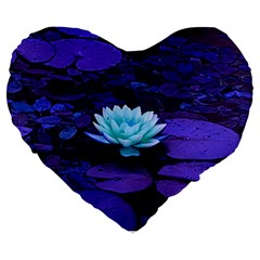 Lotus Flower Magical Colors Purple Blue Turquoise Large 19  Premium Heart Shape Cushions by yoursparklingshop