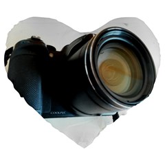 My Camera Large 19  Premium Flano Heart Shape Cushions