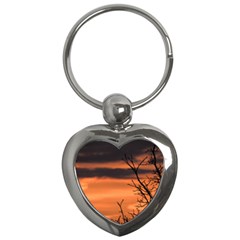 Tree Branches And Sunset Key Chains (heart)  by picsaspassion