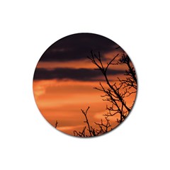 Tree Branches And Sunset Rubber Coaster (round)  by picsaspassion