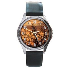 Colorful Sunset Round Metal Watch by picsaspassion