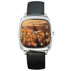 Colorful Sunset Square Metal Watch by picsaspassion