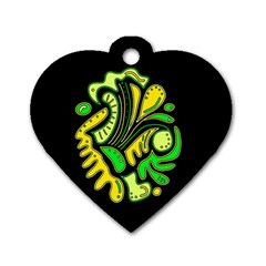 Yellow And Green Spot Dog Tag Heart (one Side)